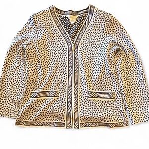 Exclusively Misook Knit Zip Jacket • Black & White Pattern • Shoulder Pads